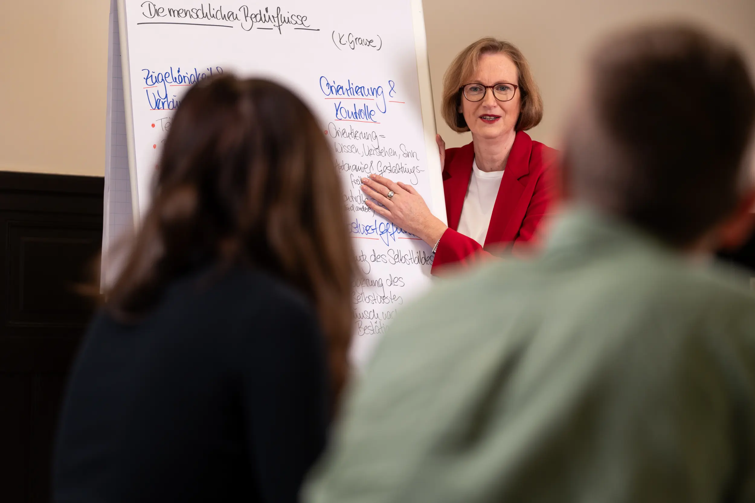OMC Beraterin erläutert menschliche Bedürfnisse beim Personalentwicklungs-Workshop in Berlin